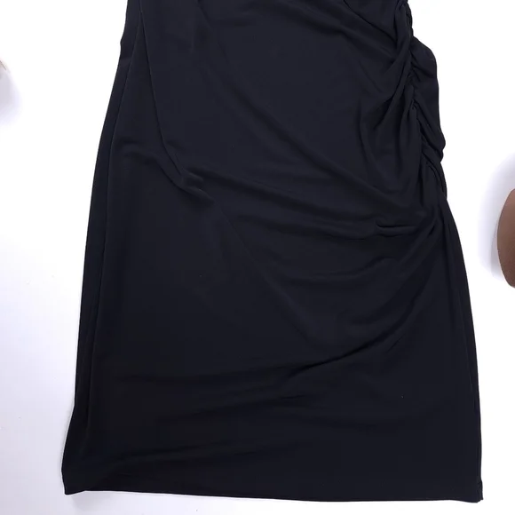 🔴 Michael Kors Black Poly Rouged Side Slip Dress sz S - Picture 4 of 7